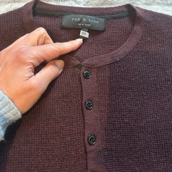Rag & Bone Maroon Henley Sweater - Picture 2 of 5